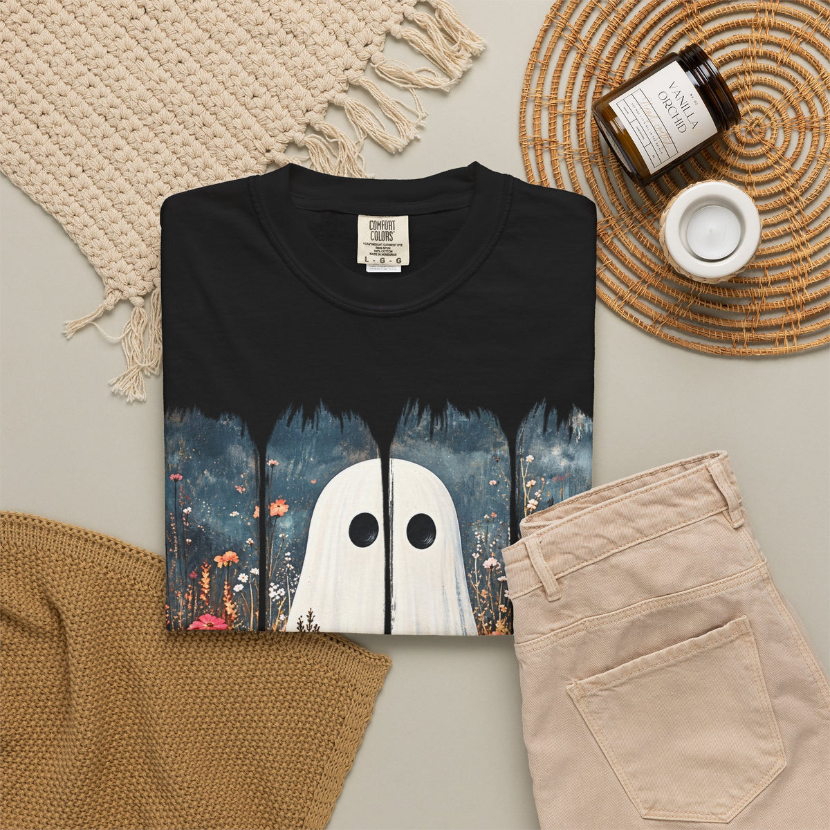 Floral Ghost Wildflower Halloween Comfort Colors T-Shirt
