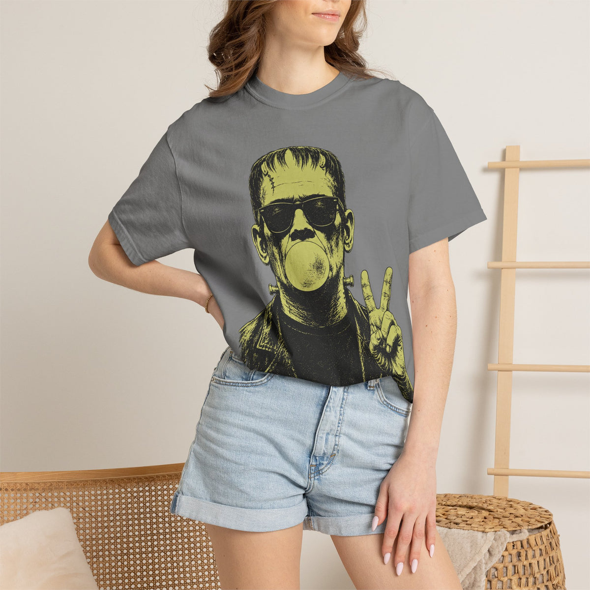 Frankenstein Bubblegum Peace Sign Comfort Colors T-Shirt