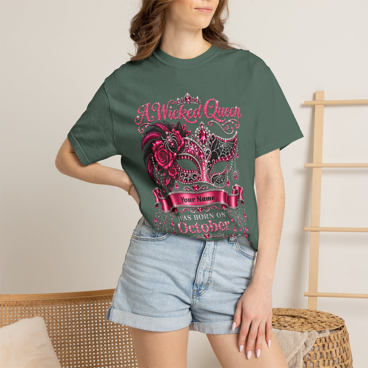 Personalized Wicked Queen October Birthday Comfort Colors Tee