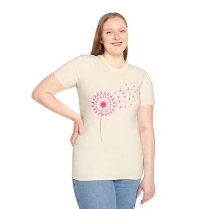 Pink Ribbon Dandelion Breast Cancer Awareness Tee