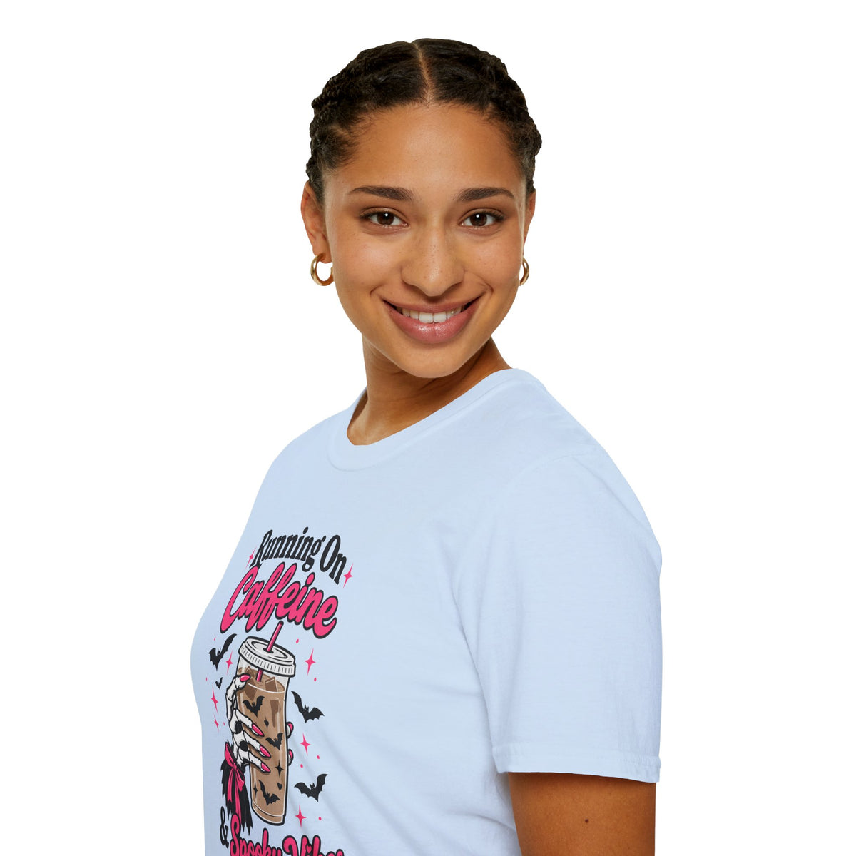 Running On Caffeine & Spooky Vibes Halloween Coffee Shirt – Gildan Softstyle 64000