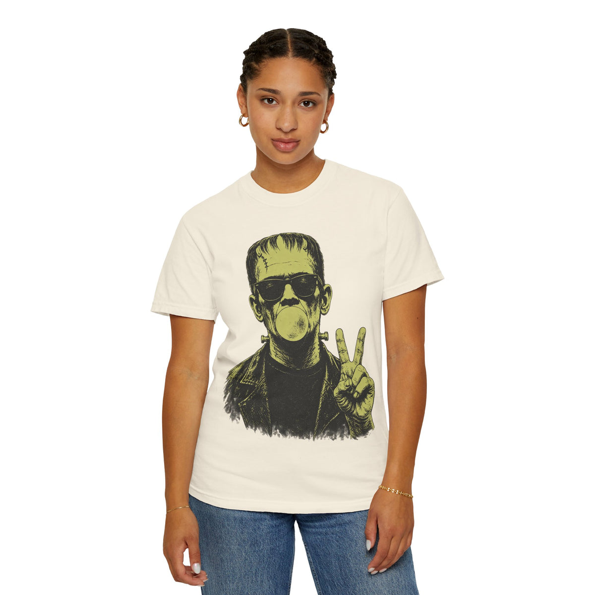 Frankenstein Bubblegum Peace Sign Comfort Colors T-Shirt