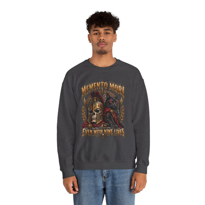 Memento Mori Nine Lives Spartan Cat Gildan 18000 Sweatshirt
