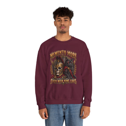 Memento Mori Nine Lives Spartan Cat Gildan 18000 Sweatshirt