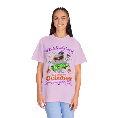 Personalized Spooky Queen October Birthday Comfort Colors Tee