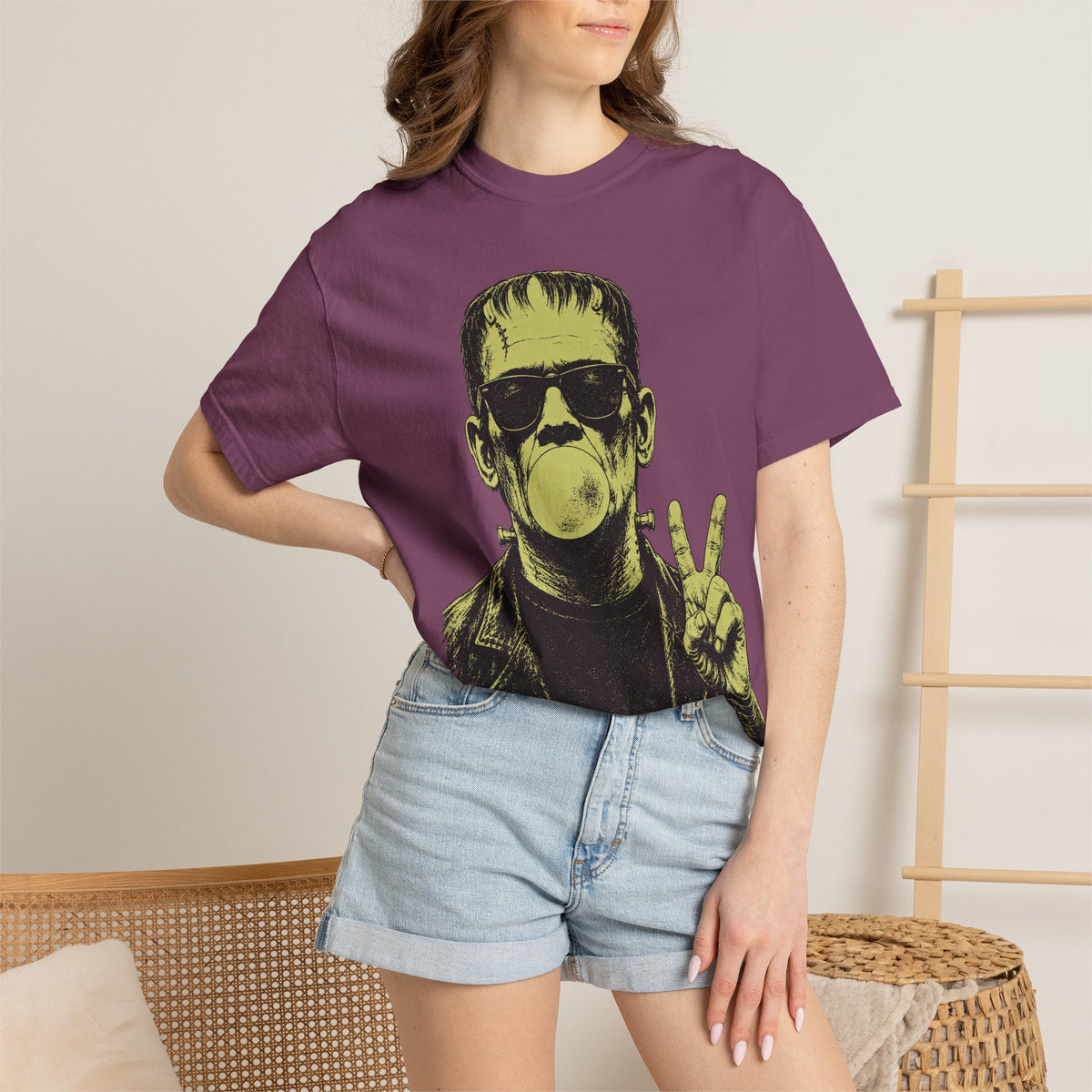 Frankenstein Bubblegum Peace Sign Comfort Colors T-Shirt