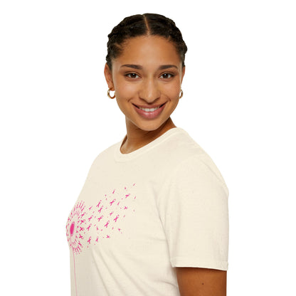 Pink Ribbon Dandelion Breast Cancer Awareness Tee