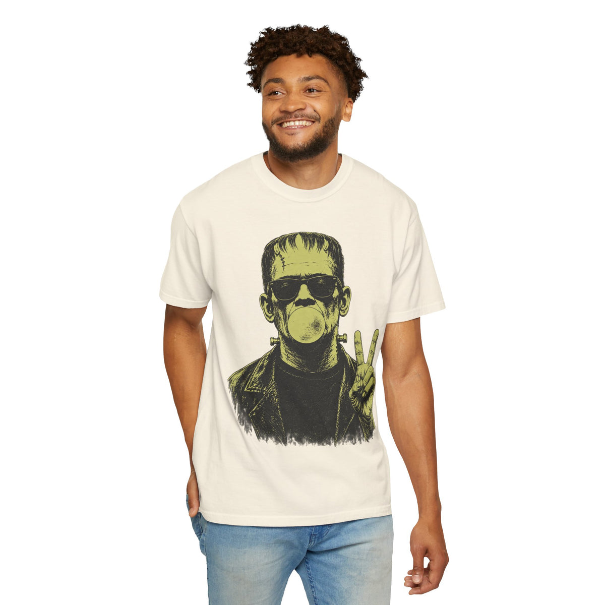 Frankenstein Bubblegum Peace Sign Comfort Colors T-Shirt