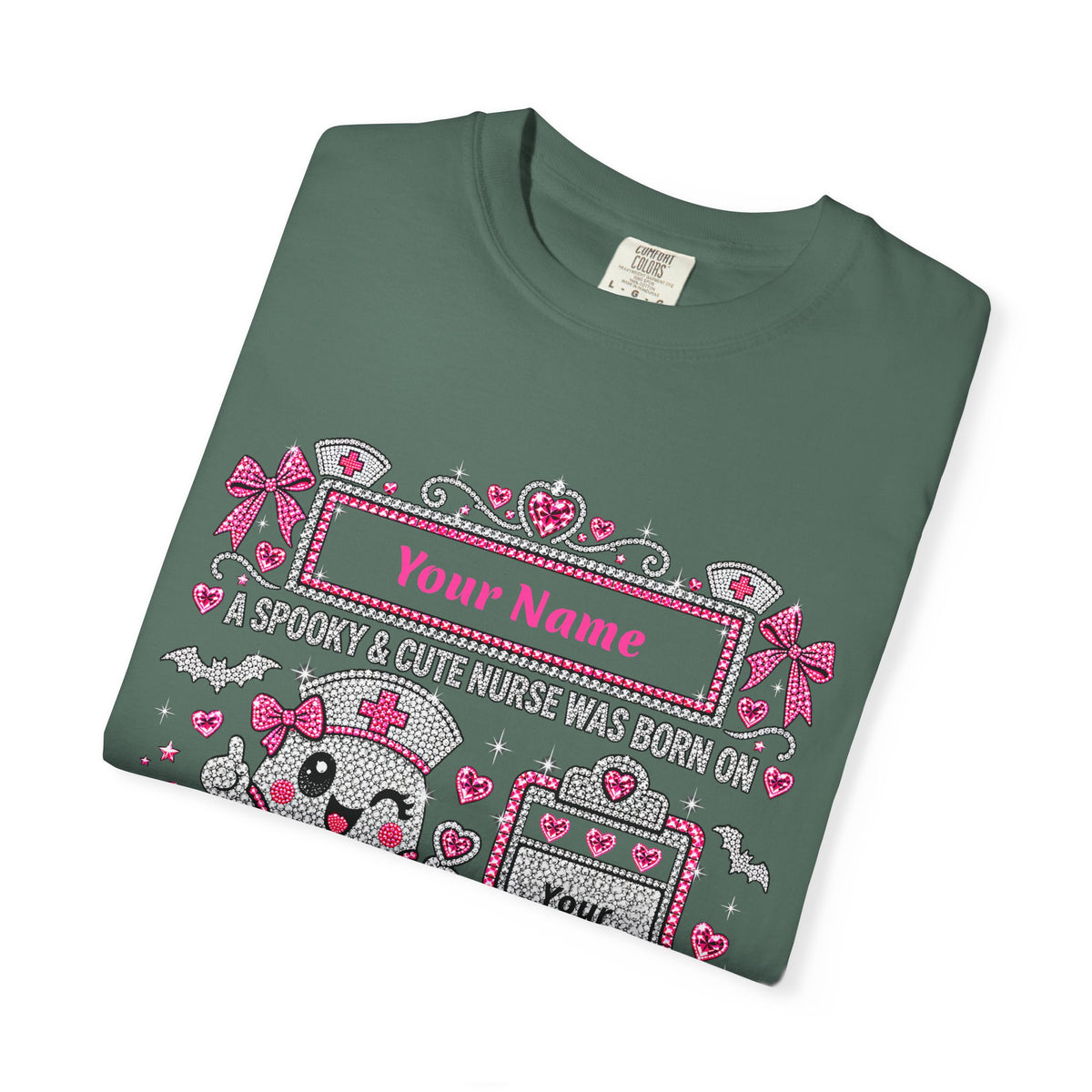Personalized Spooky Cute Nurse October Birthday Comfort Colors Tee