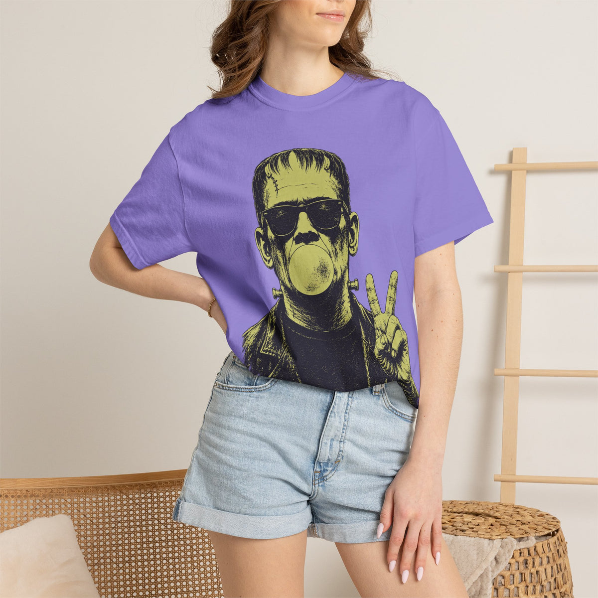 Frankenstein Bubblegum Peace Sign Comfort Colors T-Shirt