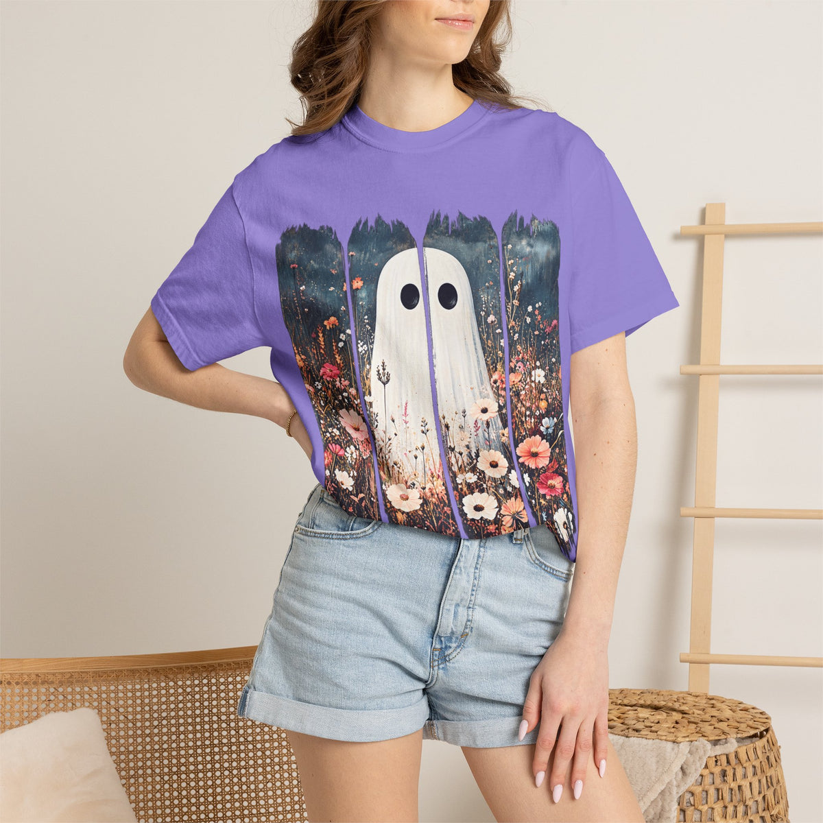 Floral Ghost Wildflower Halloween Comfort Colors T-Shirt