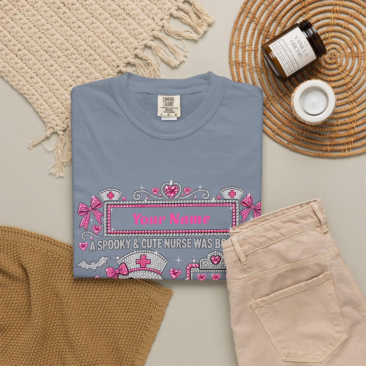 Personalized Spooky Cute Nurse October Birthday Comfort Colors Tee
