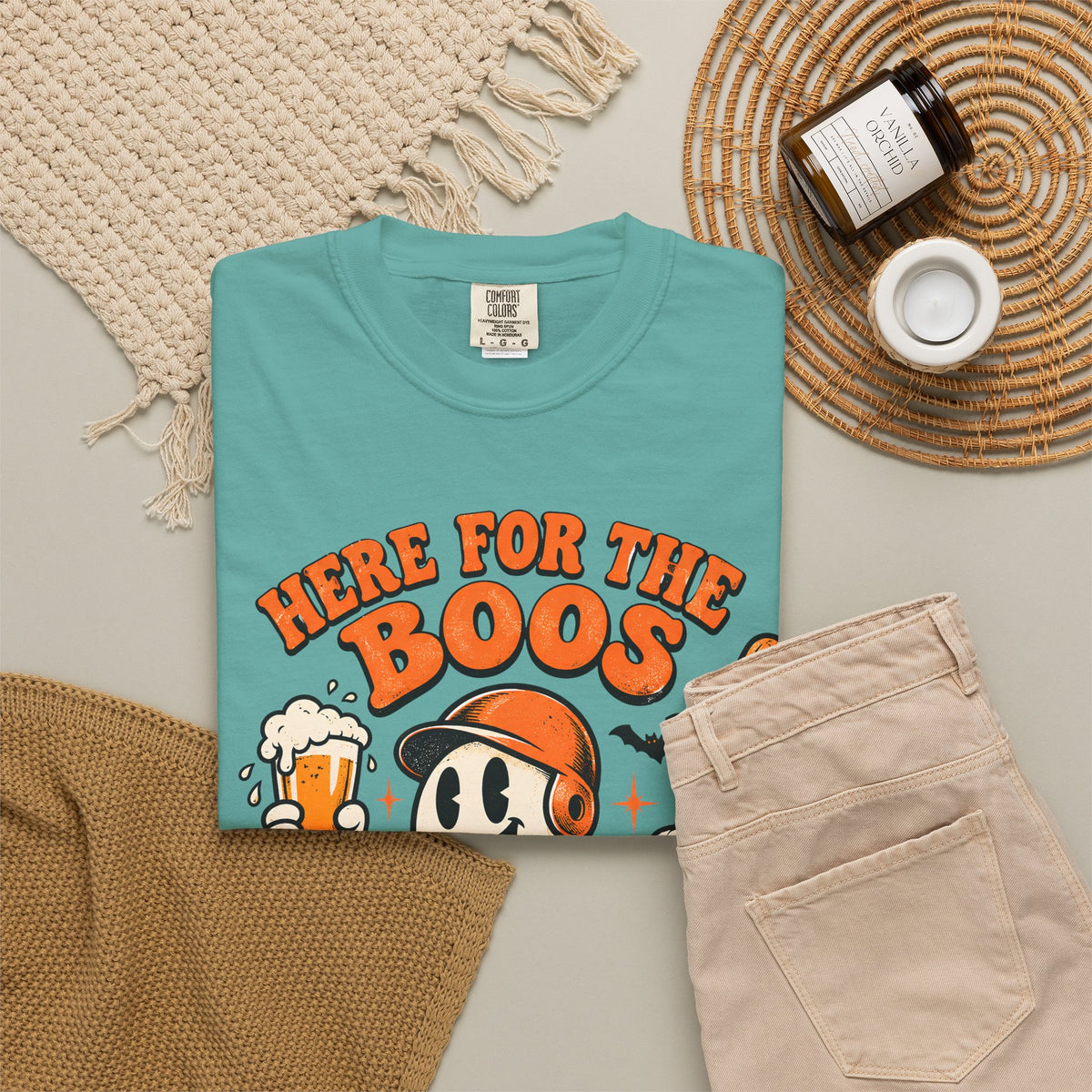 Here for the Boos Baseball Halloween Comfort Colors Tee