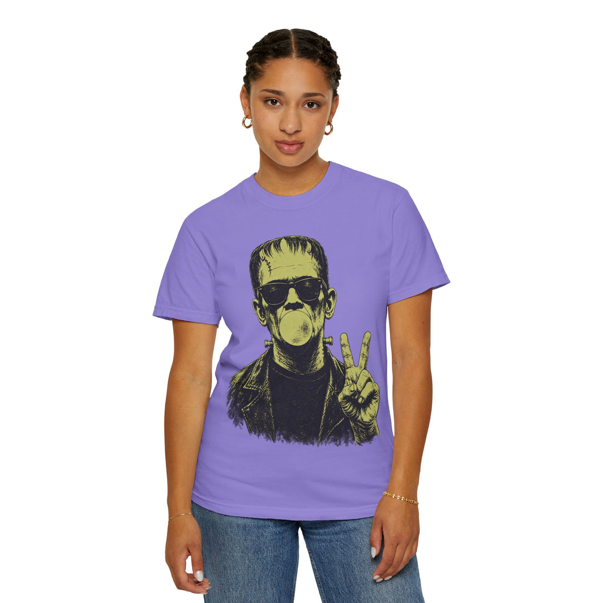 Frankenstein Bubblegum Peace Sign Comfort Colors T-Shirt