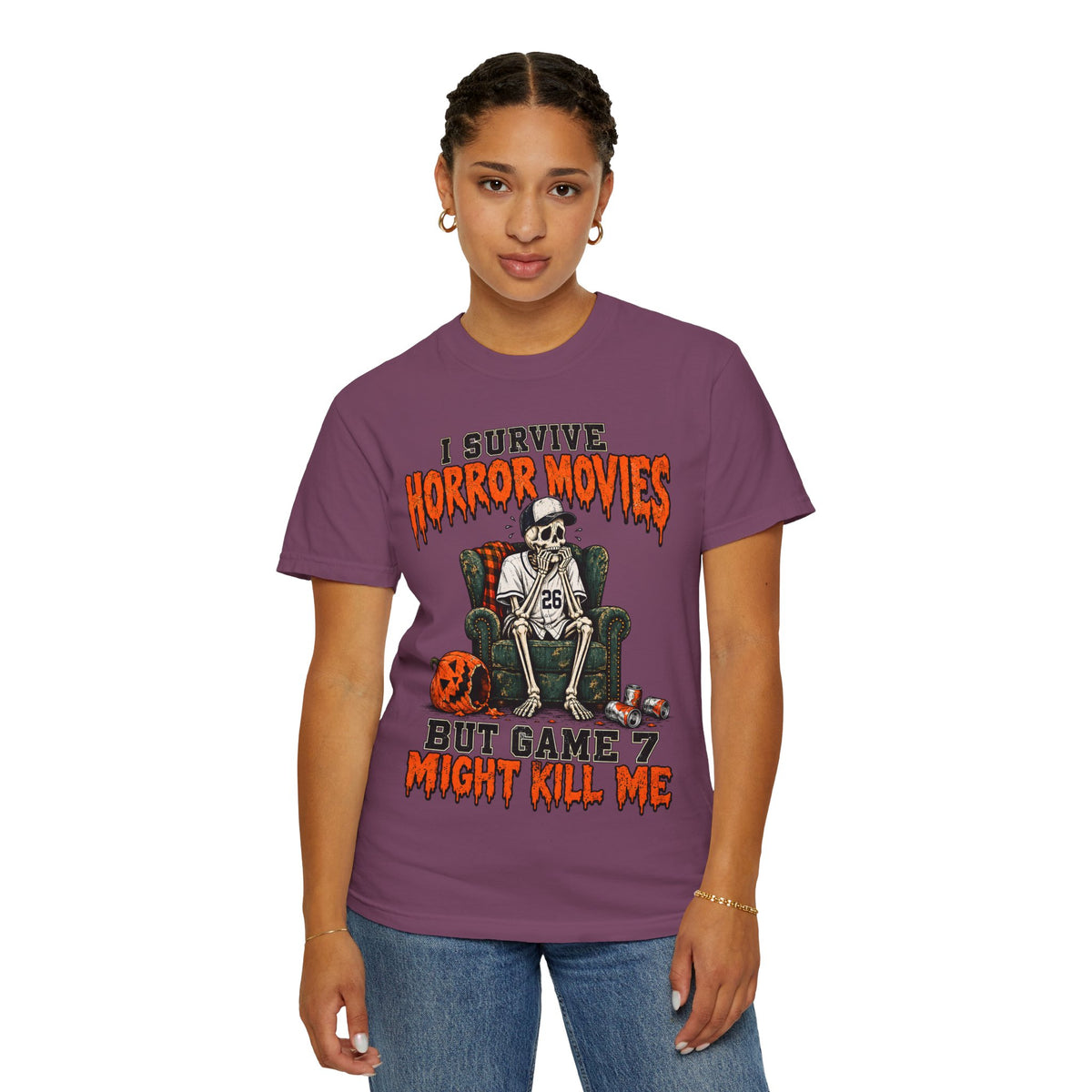 Horror Movies Game 7 Baseball Comfort Colors T-Shirt