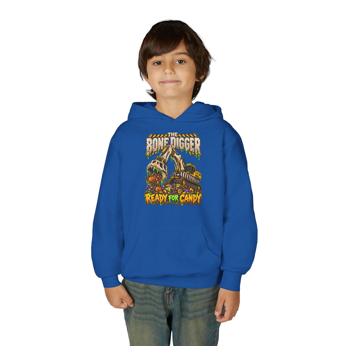 The Bone Digger Ready for Candy Youth Halloween Hoodie