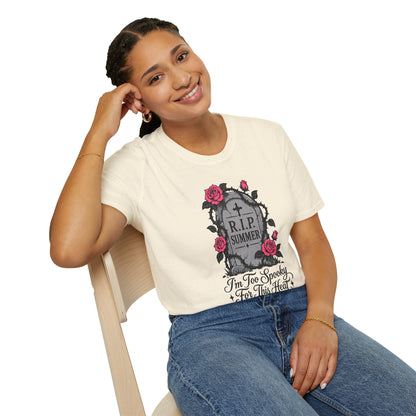 RIP Summer I'm Too Spooky For This Heat Shirt – Gothic Fall Halloween Tee