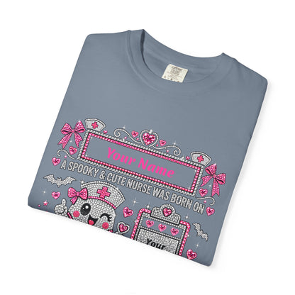 Personalized Spooky Cute Nurse October Birthday Comfort Colors Tee