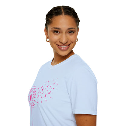 Pink Ribbon Dandelion Breast Cancer Awareness Tee