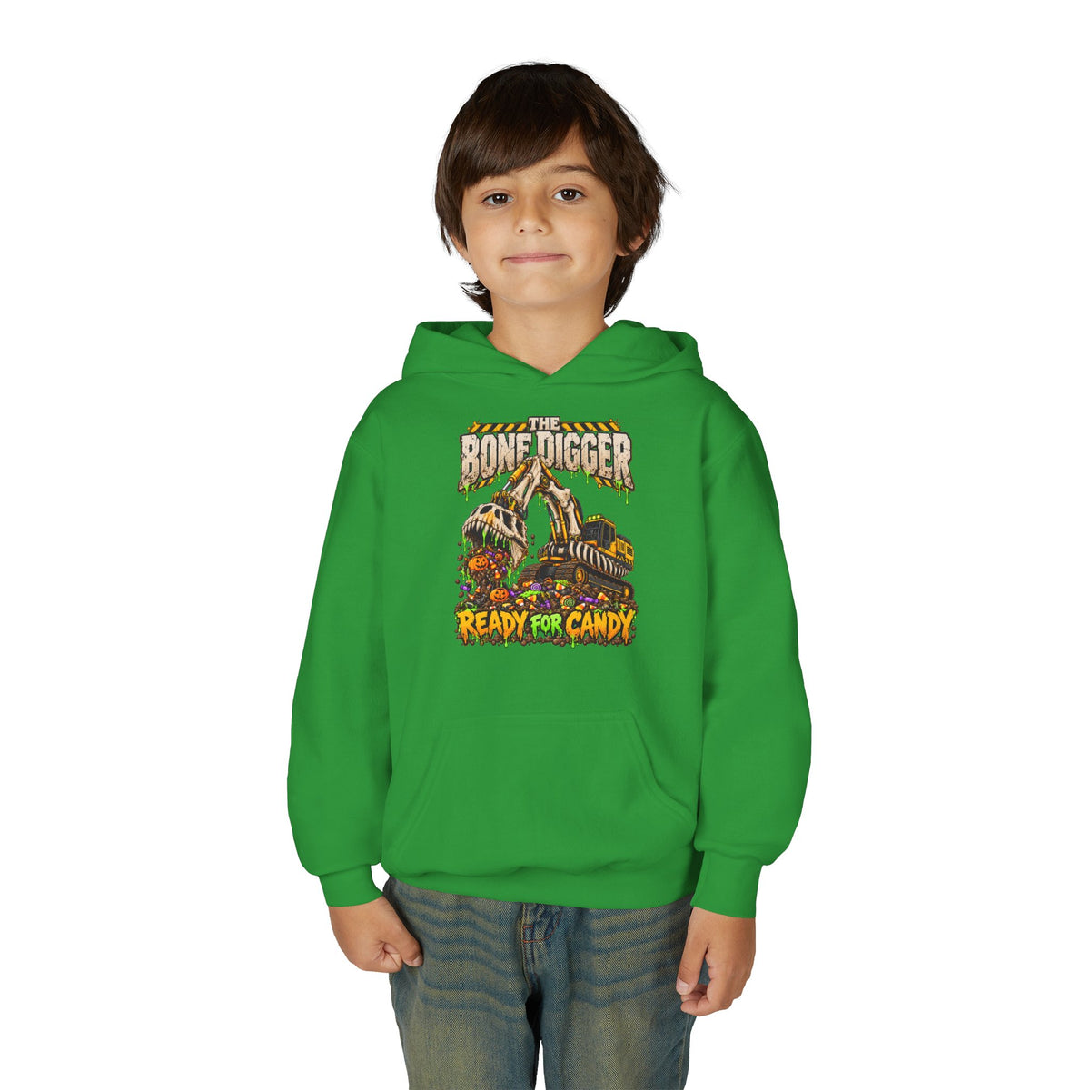 The Bone Digger Ready for Candy Youth Halloween Hoodie