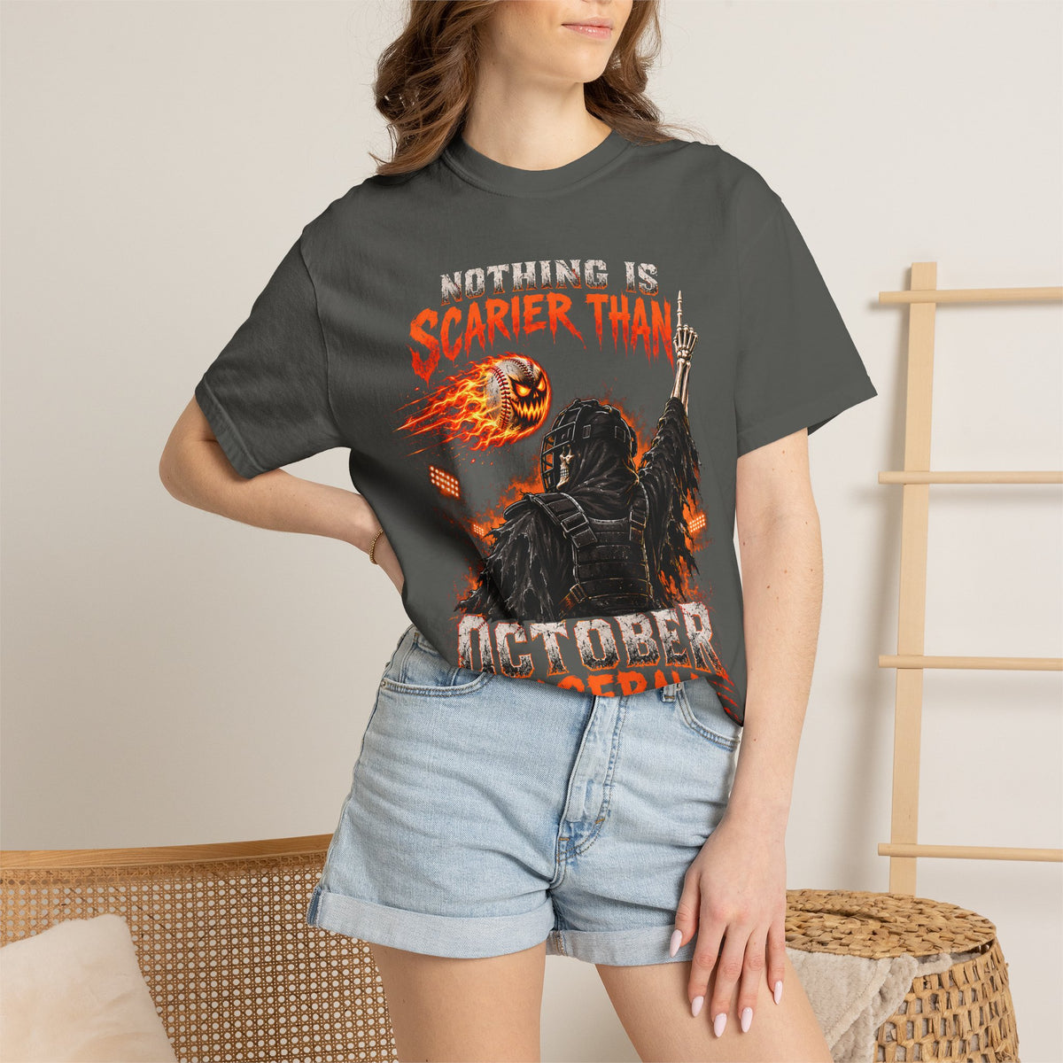 October Baseball Halloween Comfort Colors Graphic T-Shirt