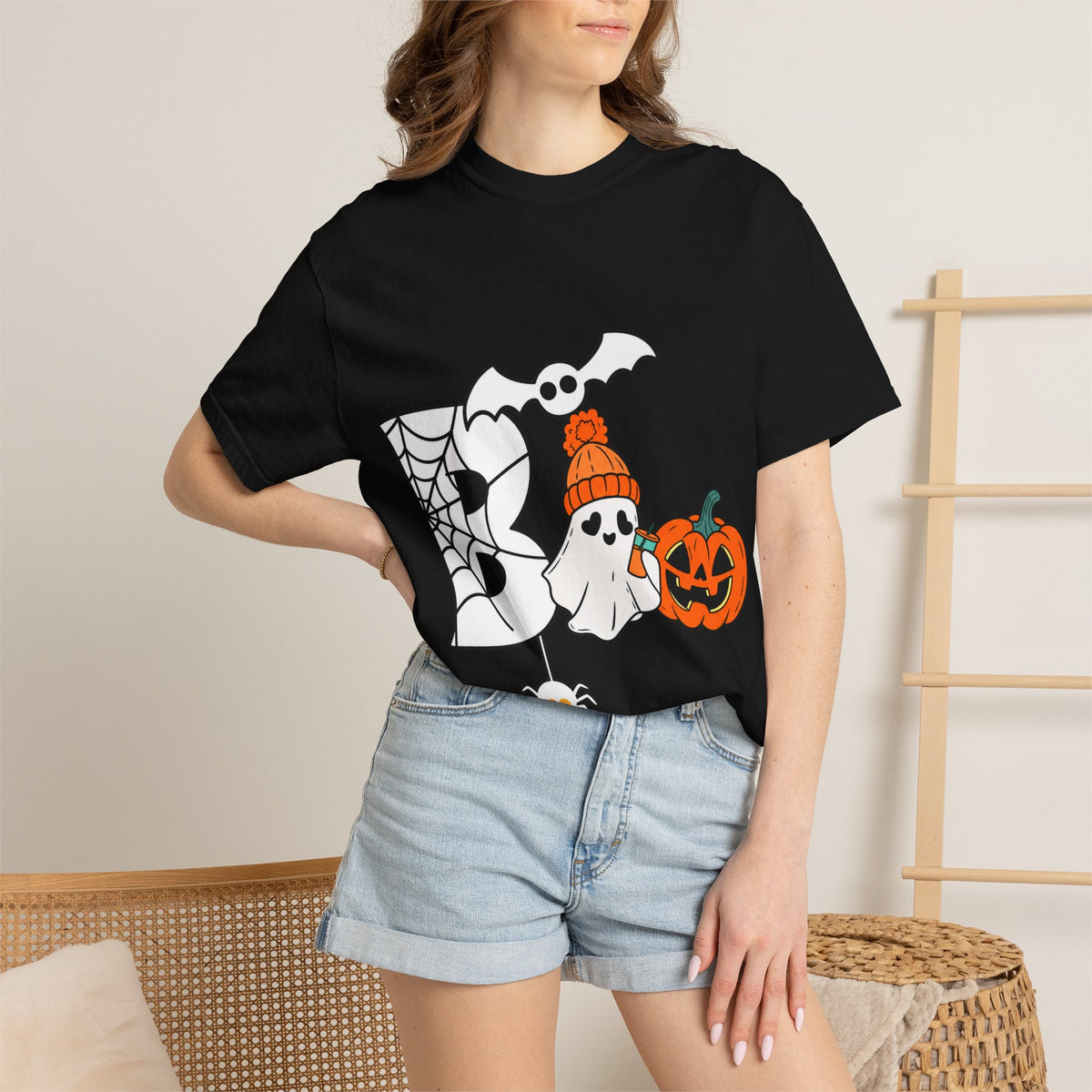 Cute Ghost Pumpkin Cozy Halloween Comfort Colors T-Shirt