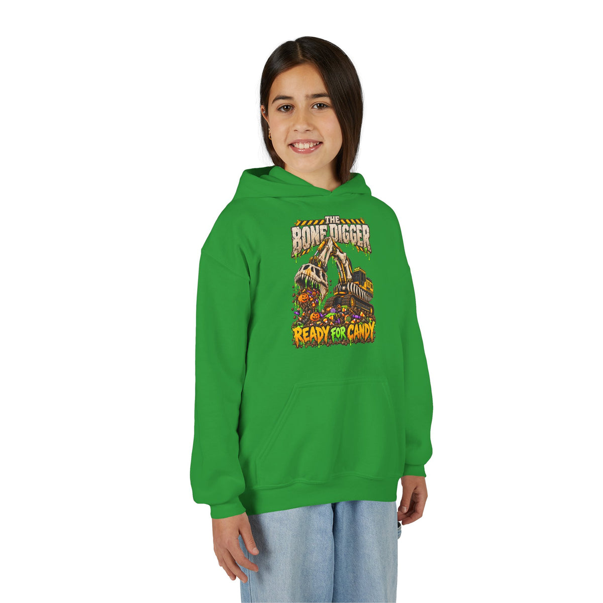 The Bone Digger Ready for Candy Youth Halloween Hoodie