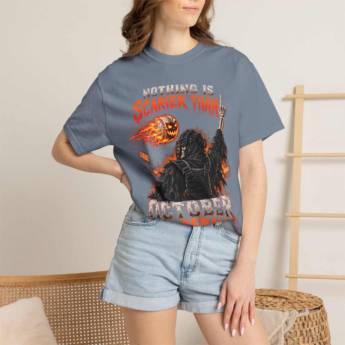 October Baseball Halloween Comfort Colors Graphic T-Shirt