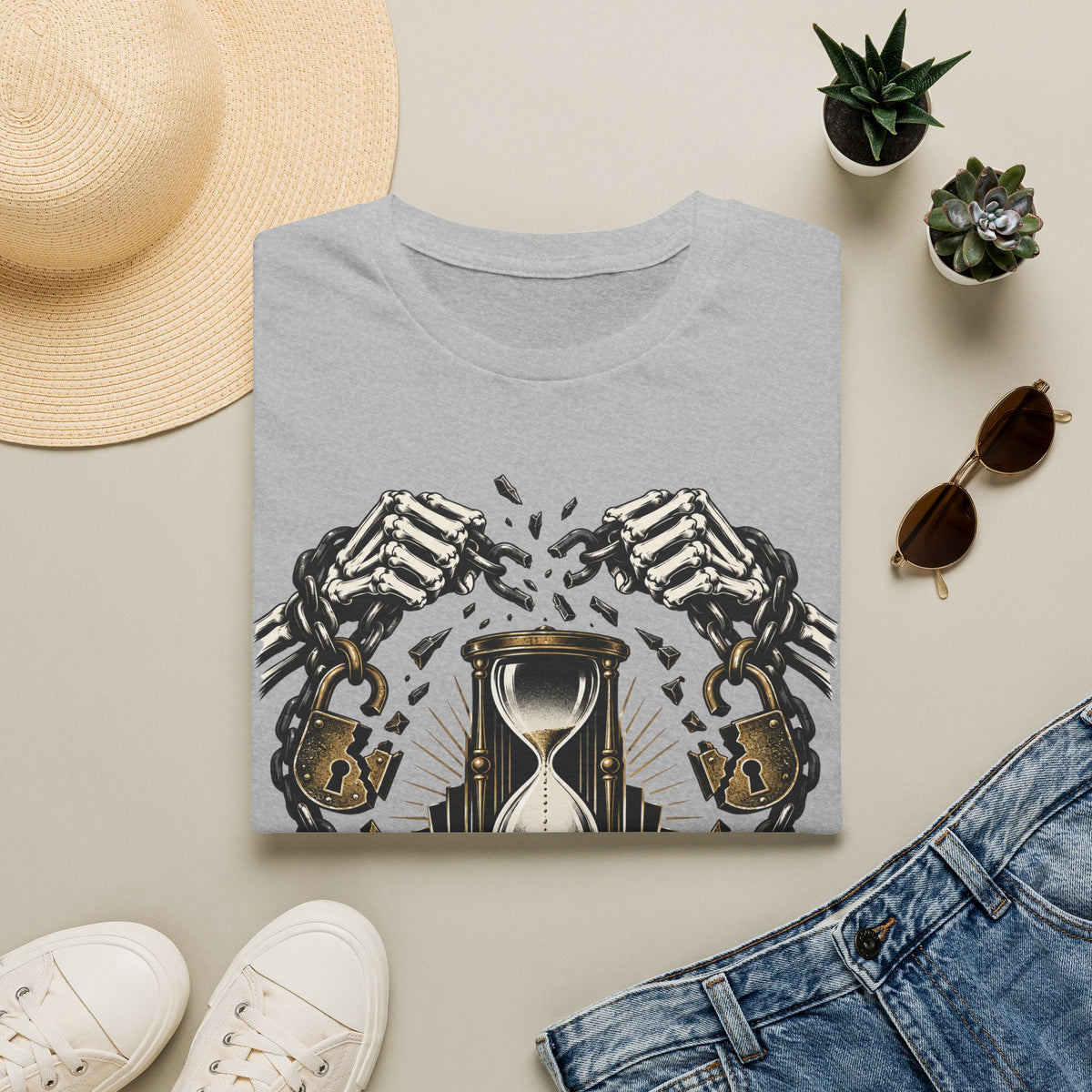 The Final Escape 1926 Shirt – Skeleton Chains Hourglass Art Deco Tee
