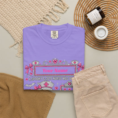 Personalized Spooky Cute Nurse October Birthday Comfort Colors Tee