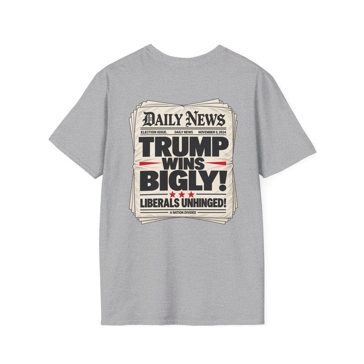 Trump Wins Bigly Shirt – Election Newspaper Political Satire Tee