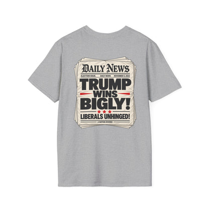 Trump Wins Bigly Shirt – Election Newspaper Political Satire Tee