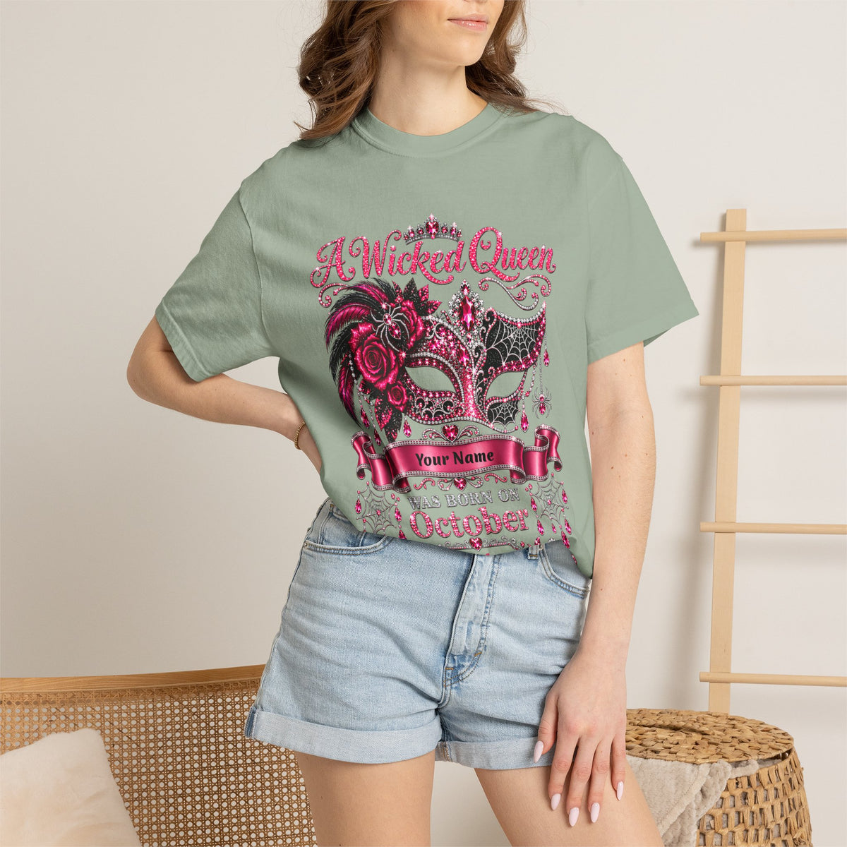 Personalized Wicked Queen October Birthday Comfort Colors Tee