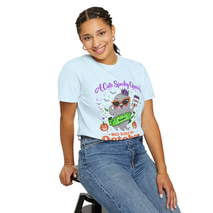 Personalized Spooky Queen October Birthday Comfort Colors Tee