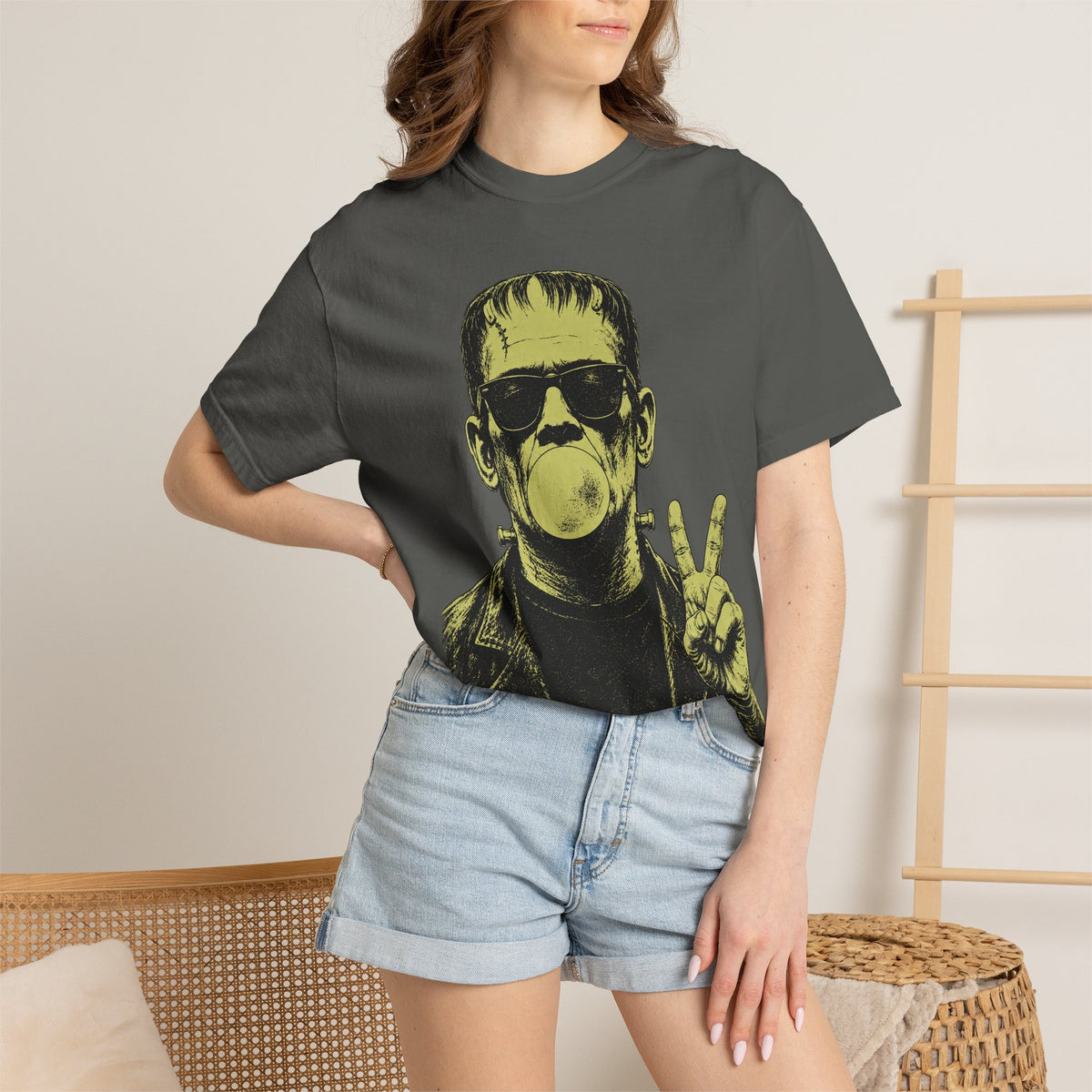 Frankenstein Bubblegum Peace Sign Comfort Colors T-Shirt