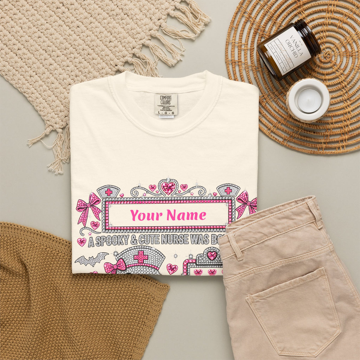Personalized Spooky Cute Nurse October Birthday Comfort Colors Tee