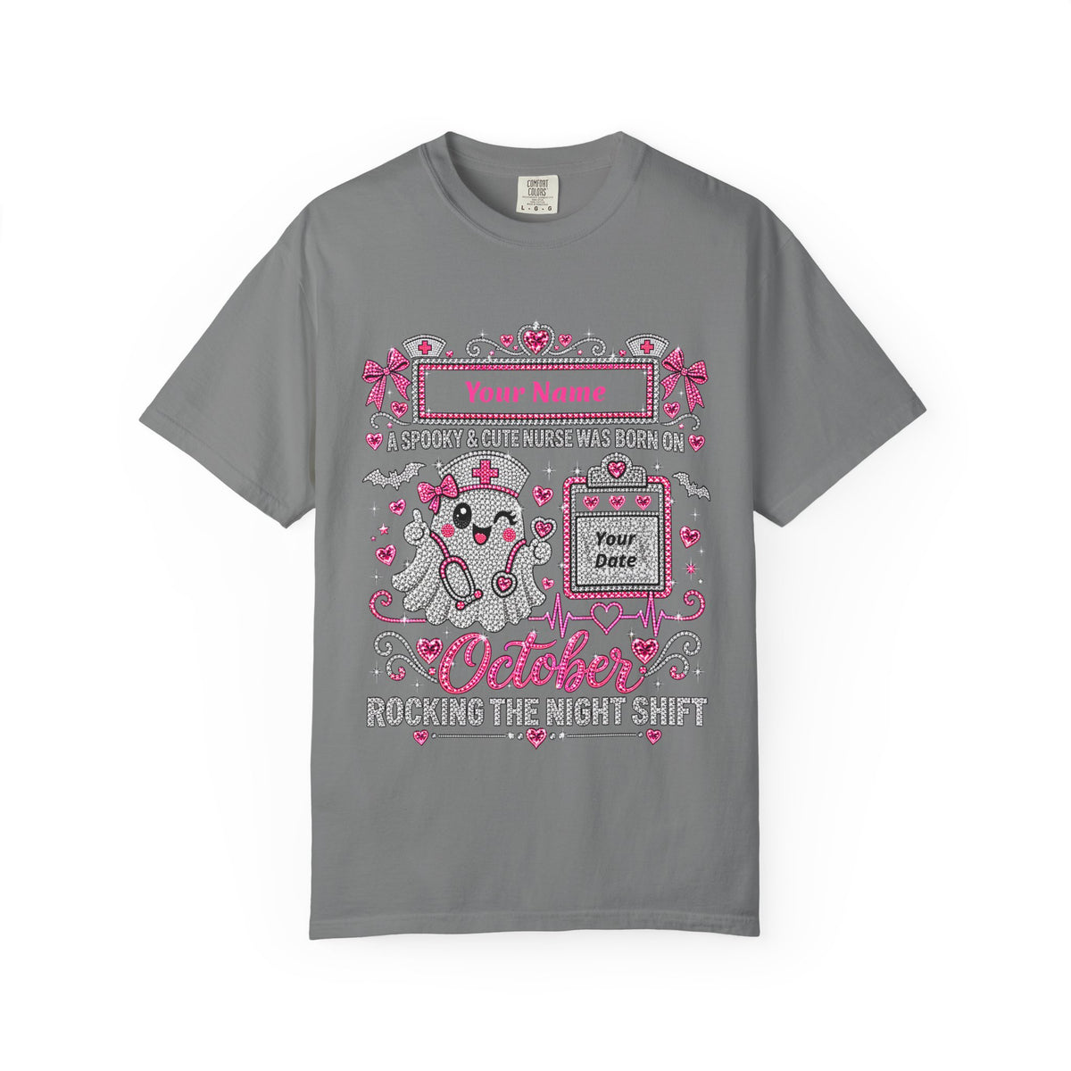 Personalized Spooky Cute Nurse October Birthday Comfort Colors Tee