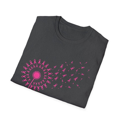 Pink Ribbon Dandelion Breast Cancer Awareness Tee