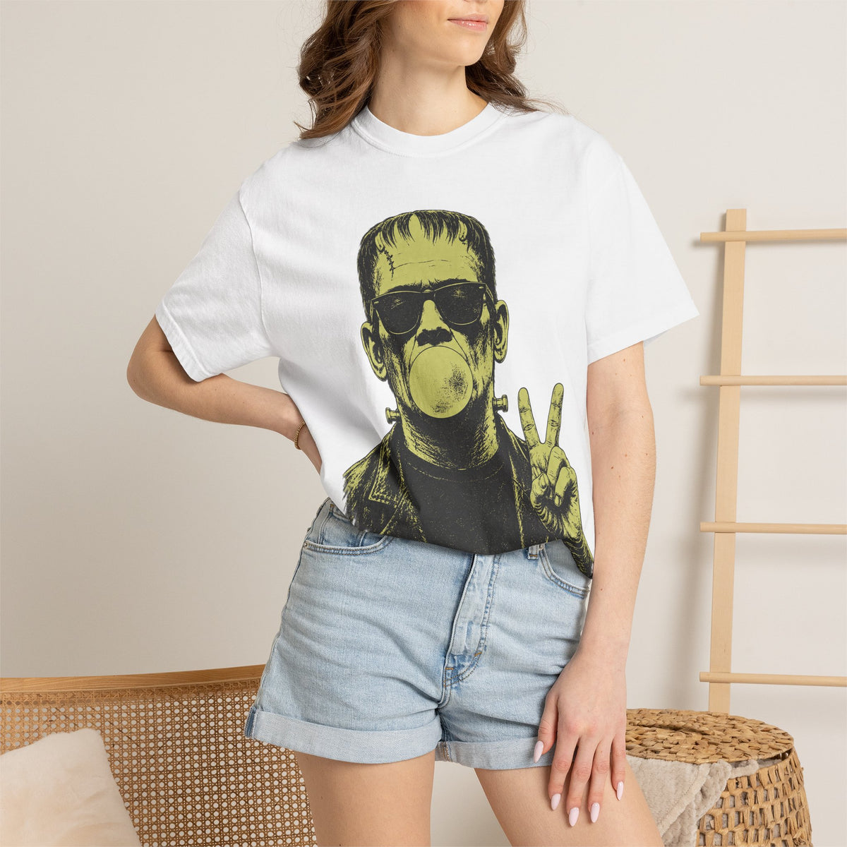 Frankenstein Bubblegum Peace Sign Comfort Colors T-Shirt