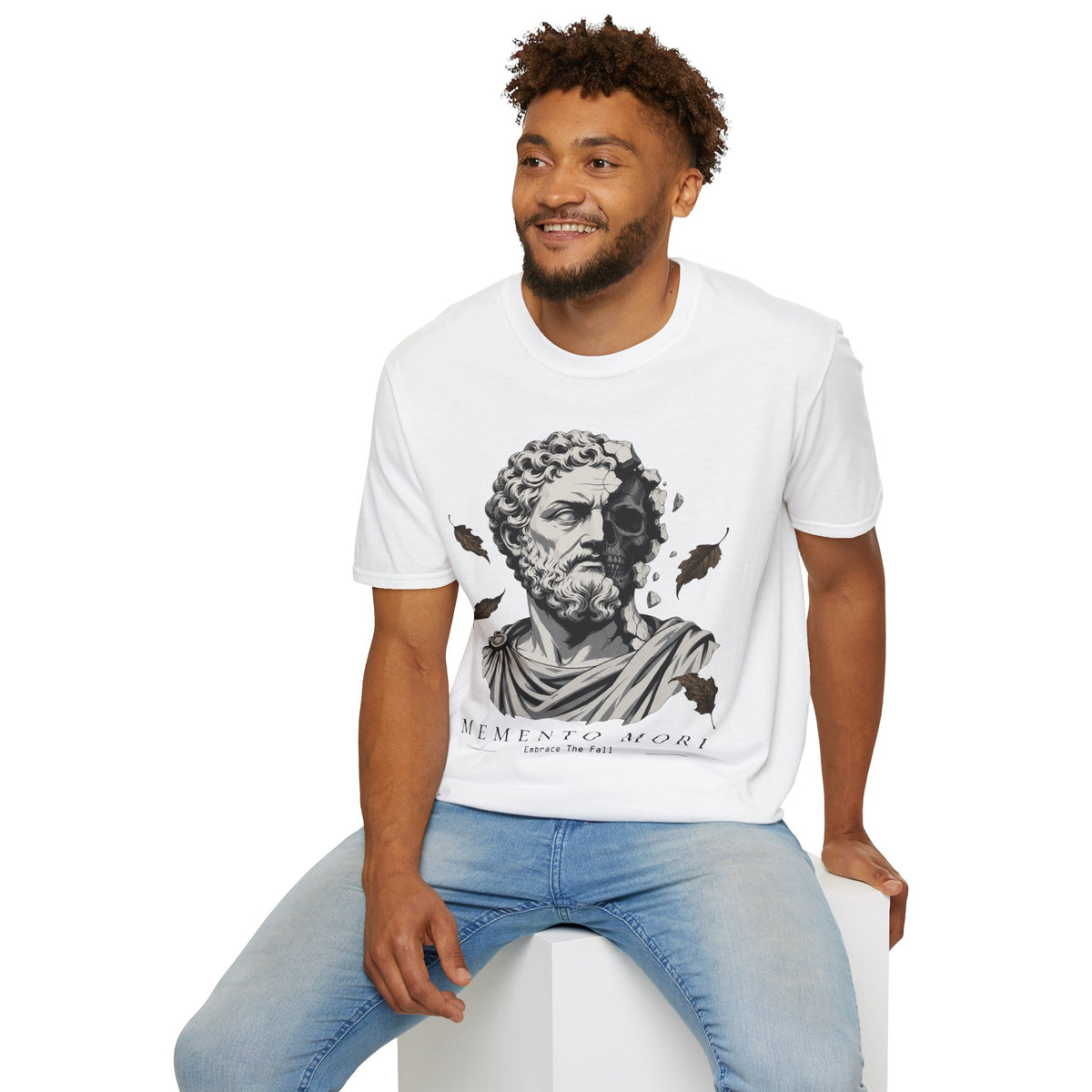 Memento Mori Embrace The Fall Shirt – Stoic Skull Statue Autumn Tee