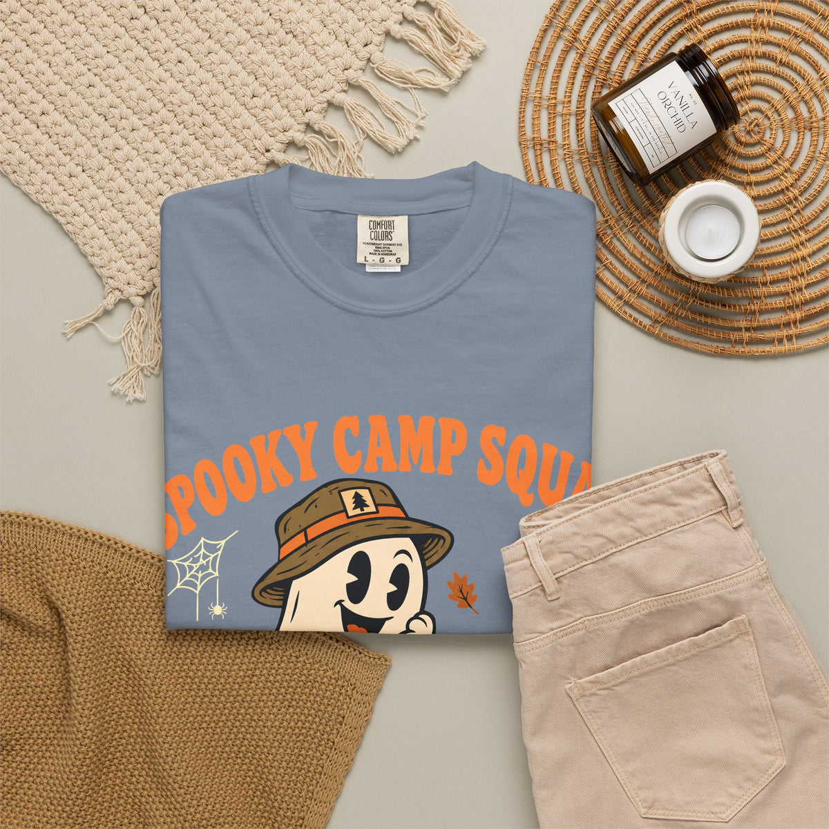 Spooky Camp Squad Campfires & Cobwebs Comfort Colors Tee
