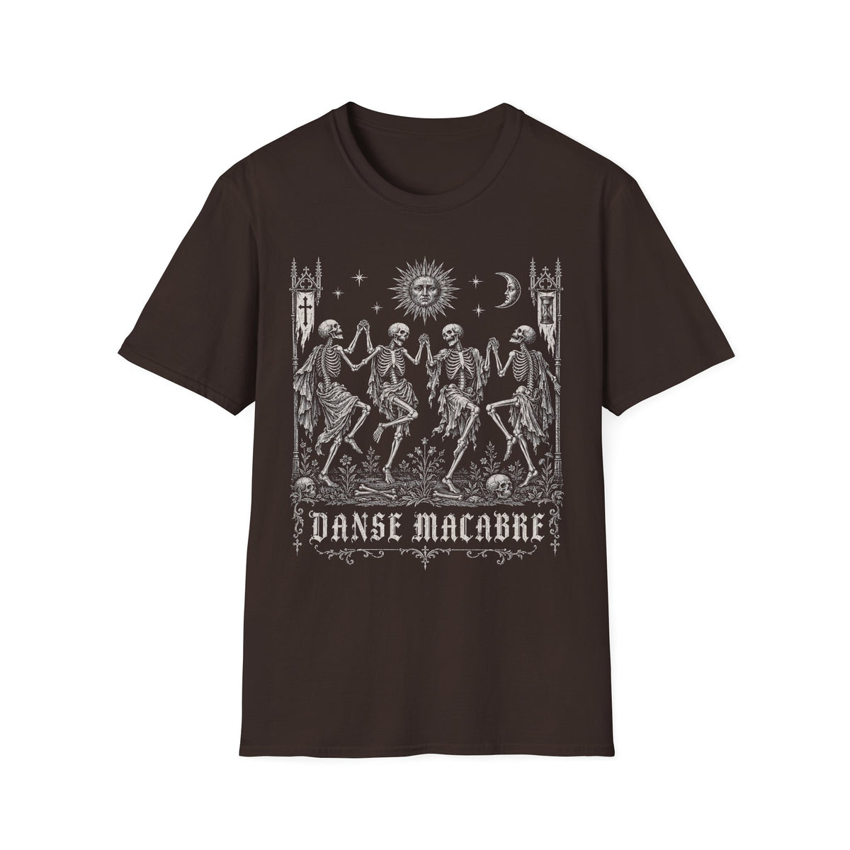 Danse Macabre Medieval Woodcut Skeleton T-Shirt