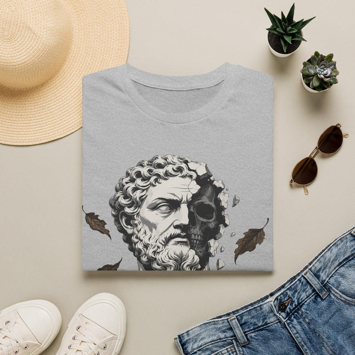 Memento Mori Embrace The Fall Shirt – Stoic Skull Statue Autumn Tee