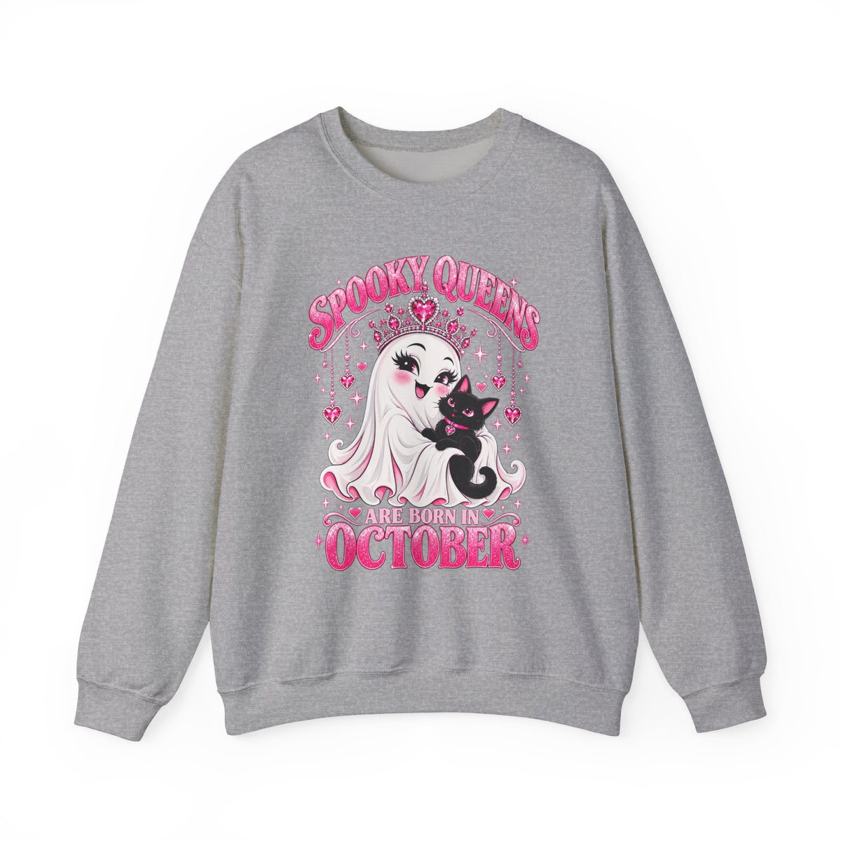 Spooky Queens Are Born in October Gildan 18000 Sweatshirt