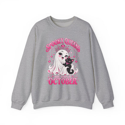 Spooky Queens Are Born in October Gildan 18000 Sweatshirt