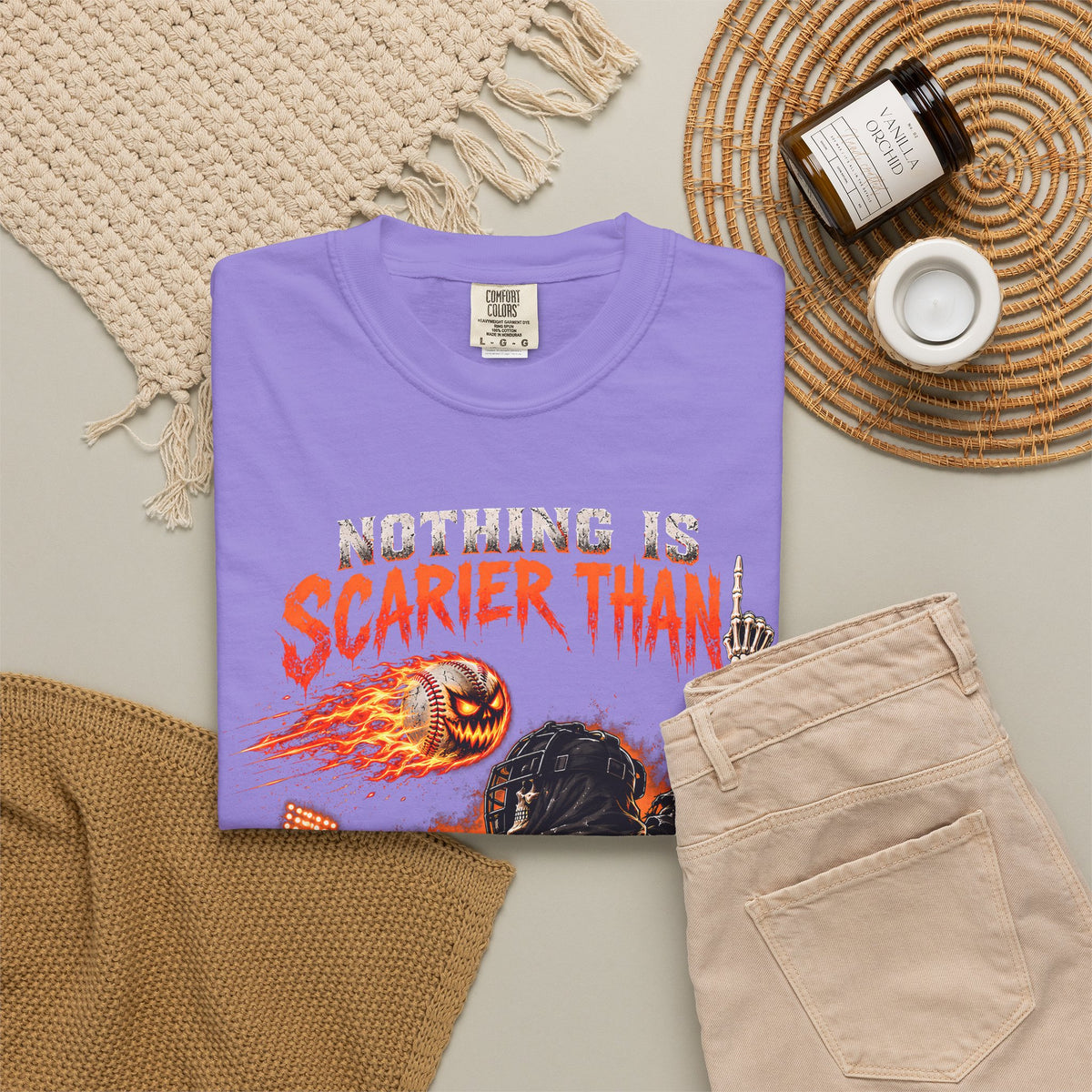 October Baseball Halloween Comfort Colors Graphic T-Shirt