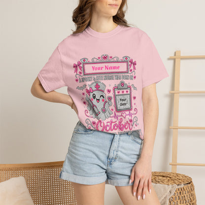 Personalized Spooky Cute Nurse October Birthday Comfort Colors Tee