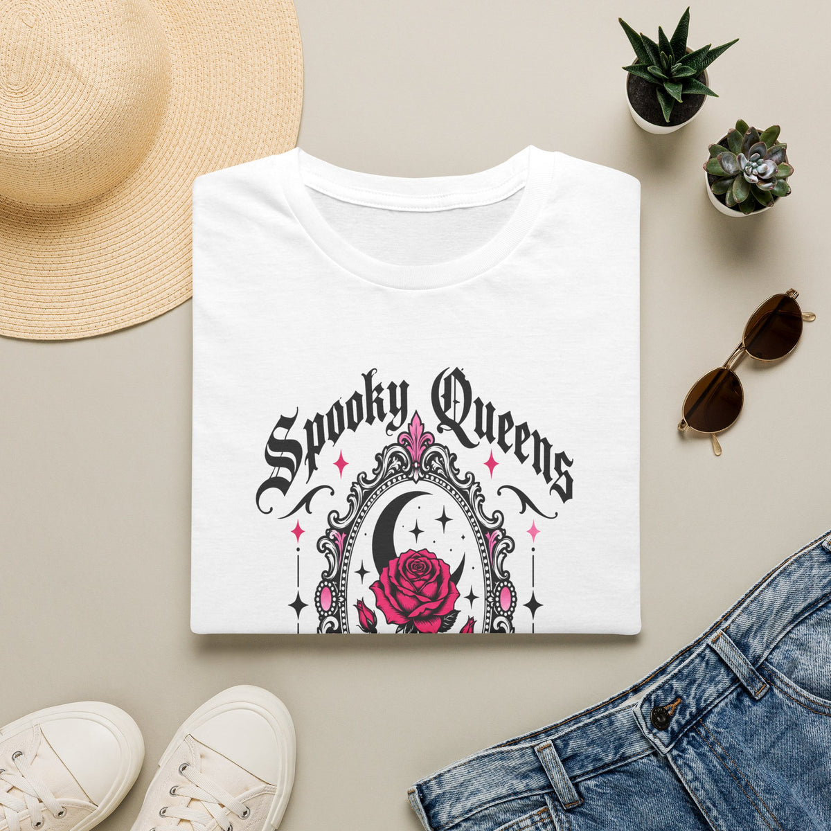 Spooky Queens Are Born In October Shirt – Gothic Rose Halloween Birthday Tee