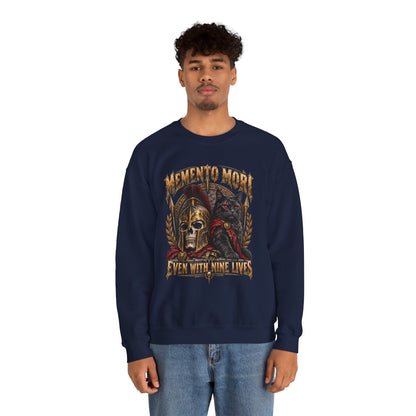 Memento Mori Nine Lives Spartan Cat Gildan 18000 Sweatshirt