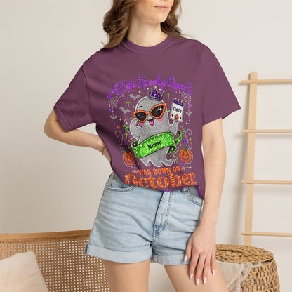Personalized Spooky Queen October Birthday Comfort Colors Tee